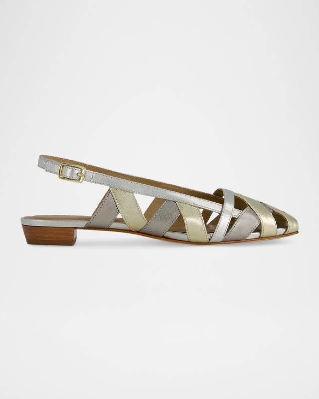 Glinda Woven Leather Slingback Ballerina Flats